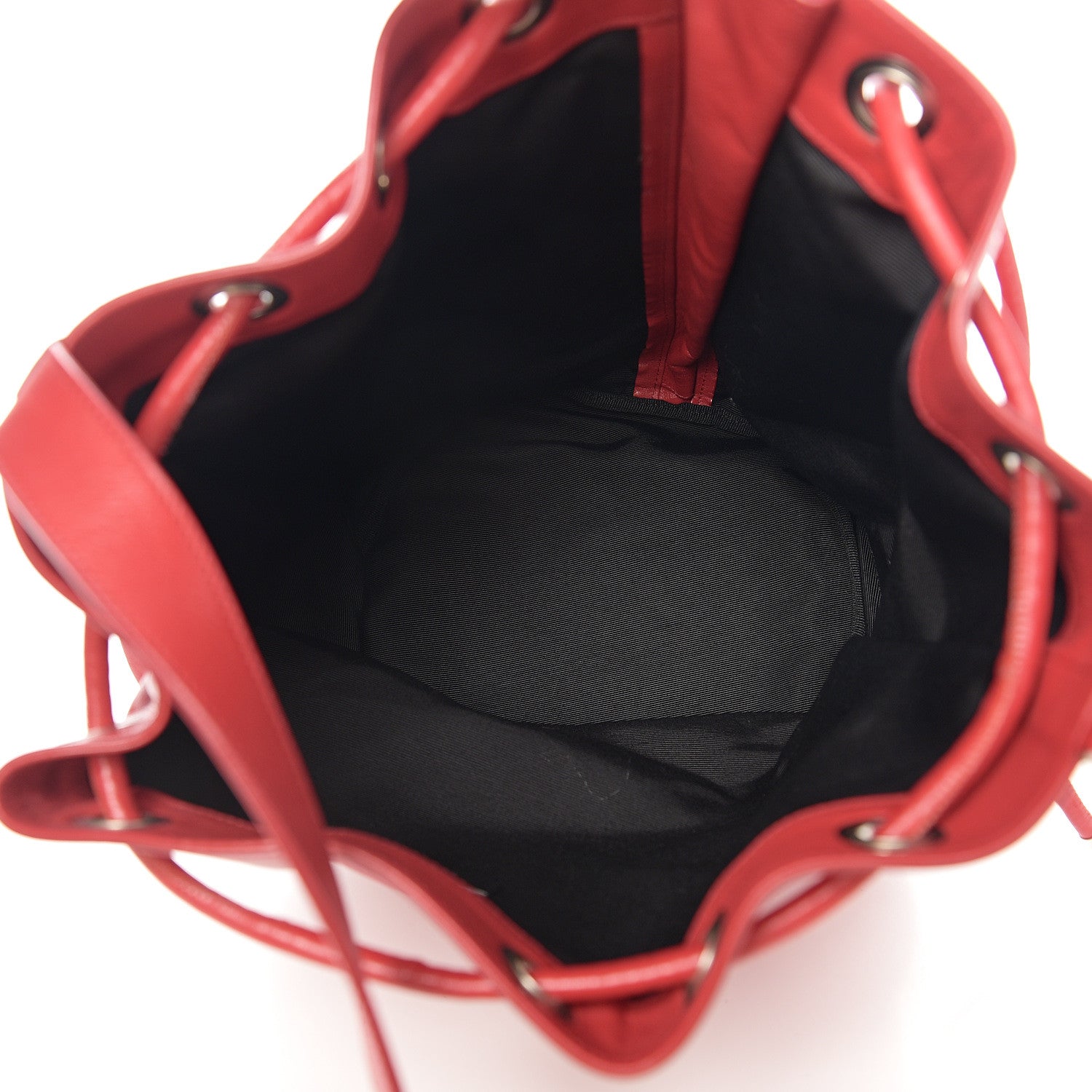 Saint Laurent Calfskin Medium Rider Bucket Bag Red 4 of 9