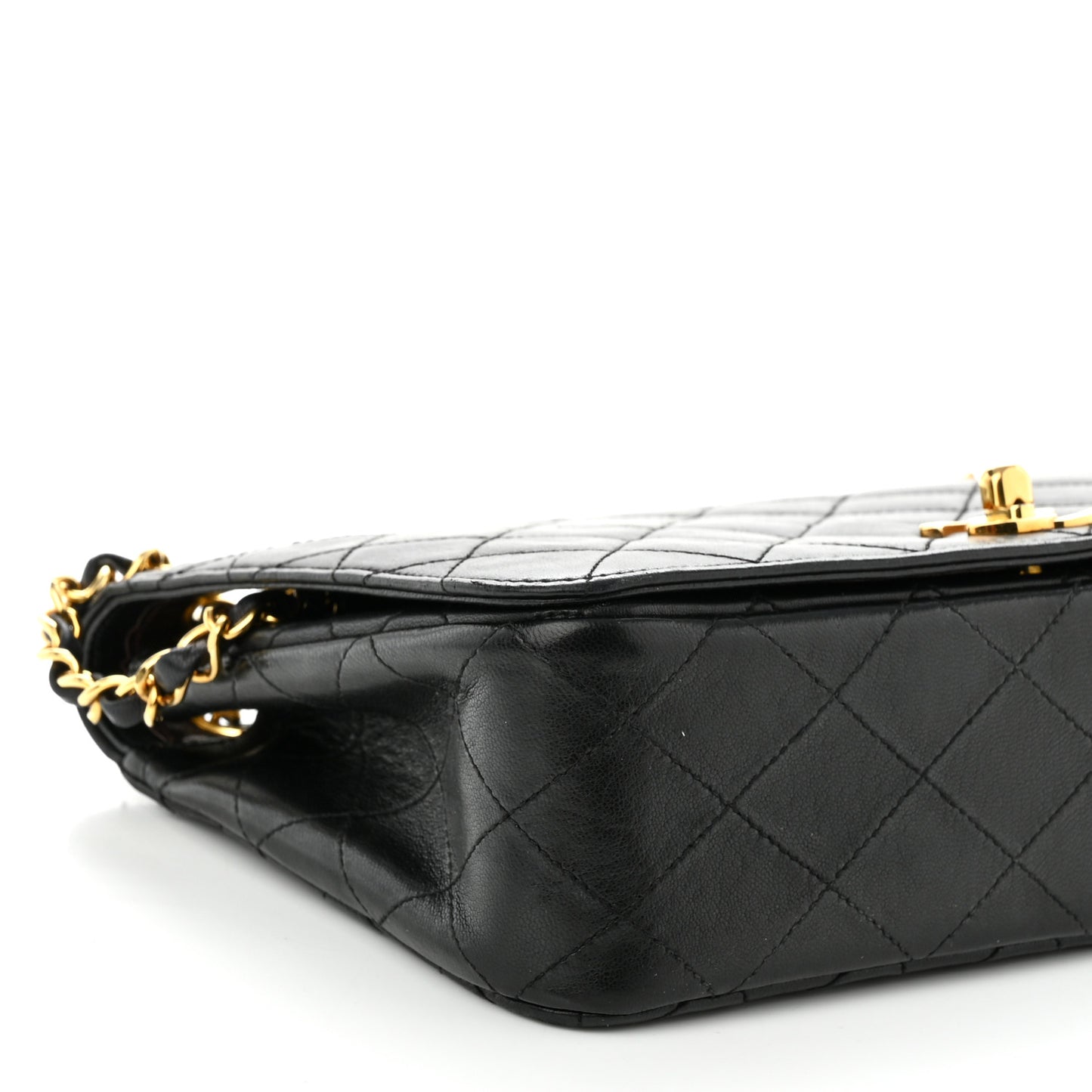 Lambskin Quilted Small Single Flap Black