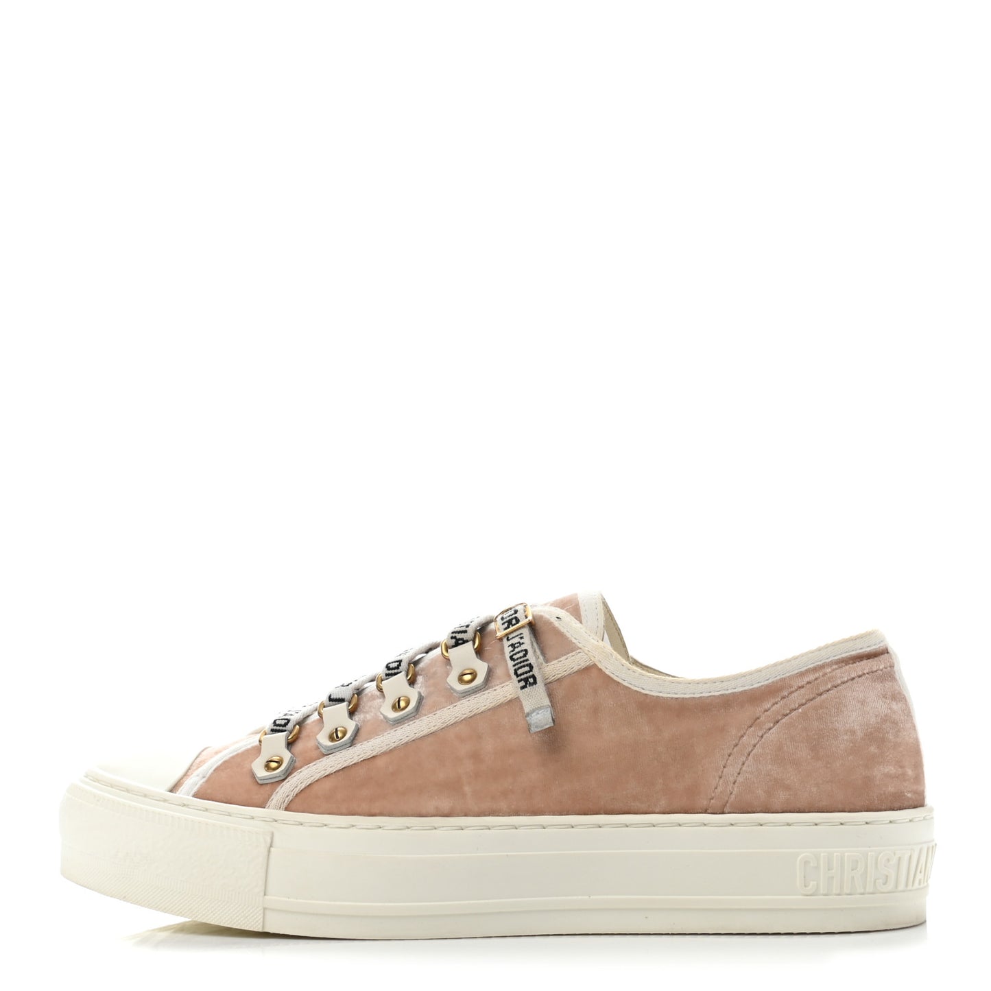 Velvet Walk'N'Dior Low Top Sneakers 38 Nude