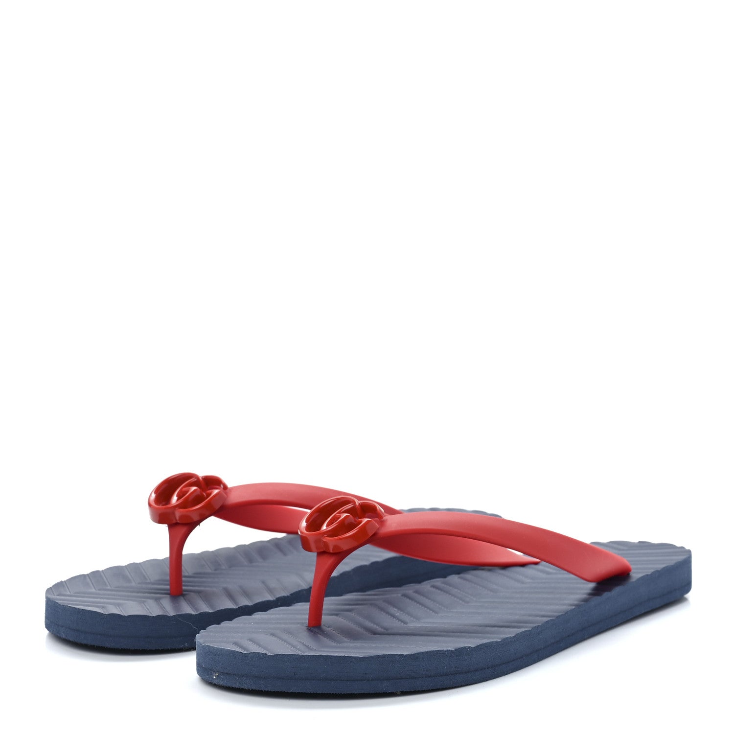 Gucci Rubber Chevron Mens GG Thong Flat Sandals 11 Orange Red 3 of 8