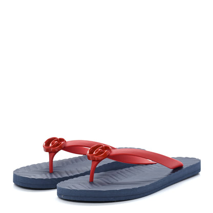 Gucci Rubber Chevron Mens GG Thong Flat Sandals 11 Orange Red 3 of 8