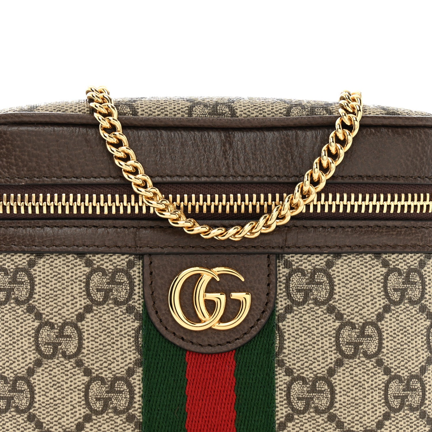 Gucci GG Supreme Monogram Textured Dollar Calfskin Web Ophidia Belt Bag 95 38 Beige Ebony New Acero 8 of 10