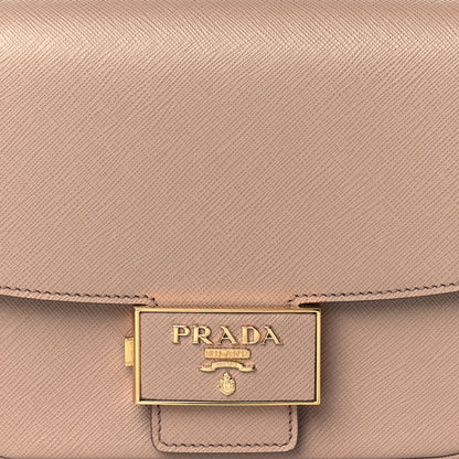 Prada Saffiano Lux Embleme Flap Shoulder Bag Cipria 7 of 9