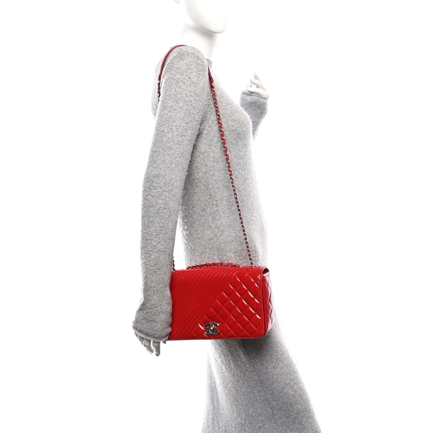 Chanel Patent Quilted Medium Coco Boy Flap Red 2 of 11