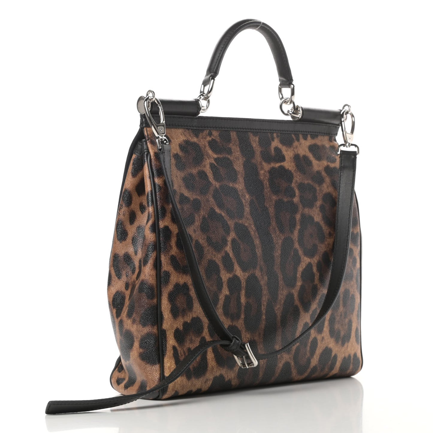 Dauphine Leopard Print Large Miss Sicily Satchel Black