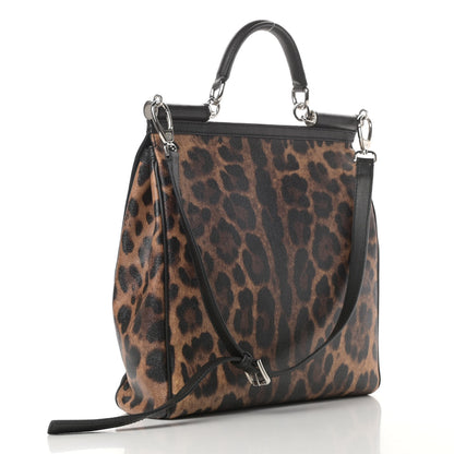 Dolce & Gabbana Dauphine Leopard Print Large Miss Sicily Satchel Black 3 of 10