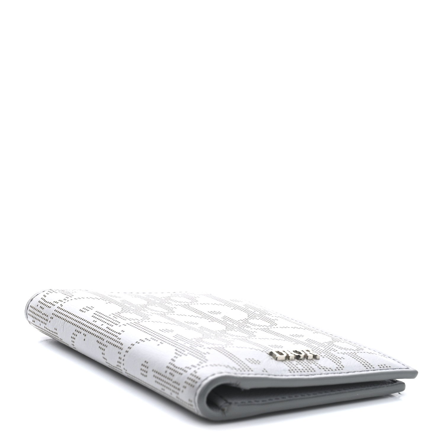 Christian Dior Calfskin Perforated Oblique Bi-Fold Card Holder Grey 4 of 7