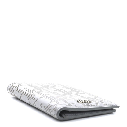 Christian Dior Calfskin Perforated Oblique Bi-Fold Card Holder Grey 4 of 7