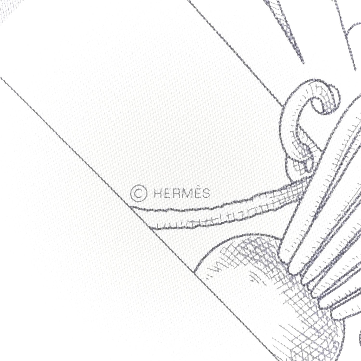 Hermes Silk L Instruction Du Roy Scarf 90 Black Gris Or 4 of 6