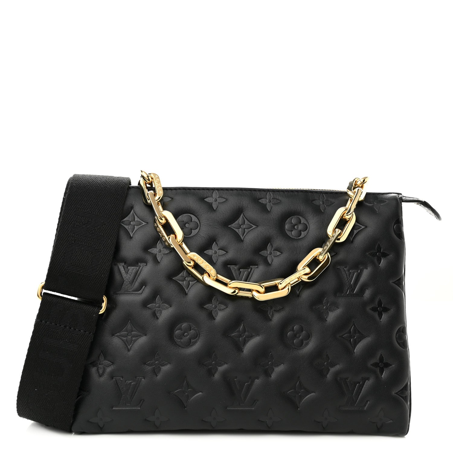 Louis Vuitton Lambskin Embossed Monogram Coussin PM Black 1 of 10