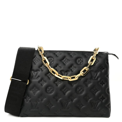 Louis Vuitton Lambskin Embossed Monogram Coussin PM Black 1 of 10