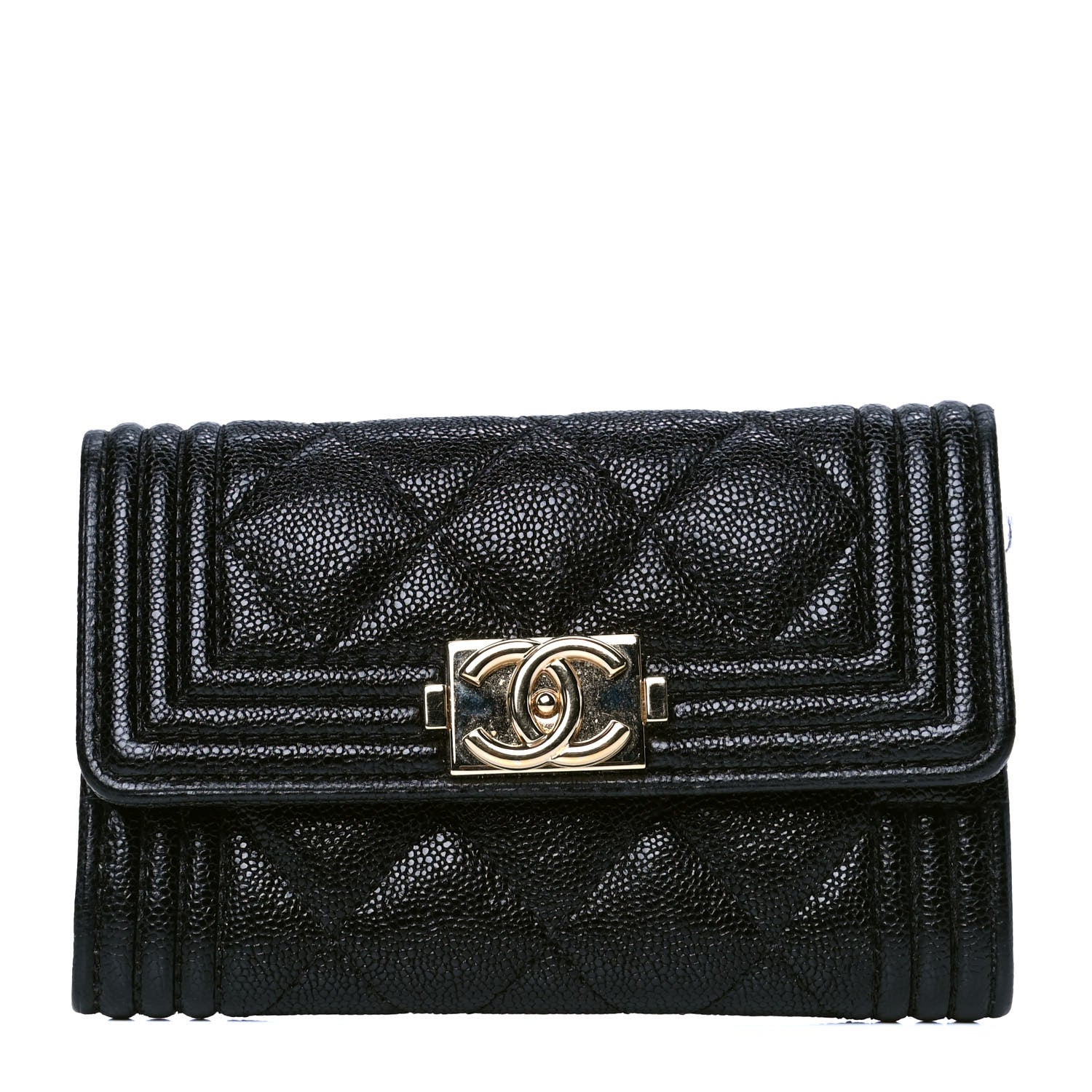 Chanel Caviar Quilted Boy Flap Card Holder Black 1 of 4