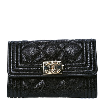 Chanel Caviar Quilted Boy Flap Card Holder Black 1 of 4