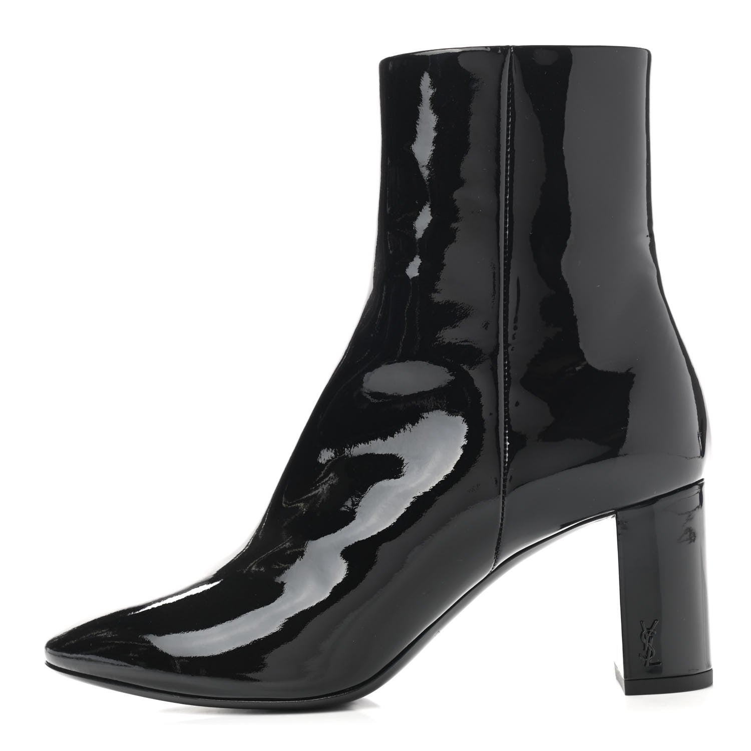 Saint Laurent Patent Loulou Ankle Zip Boot 37.5 Black 1 of 10