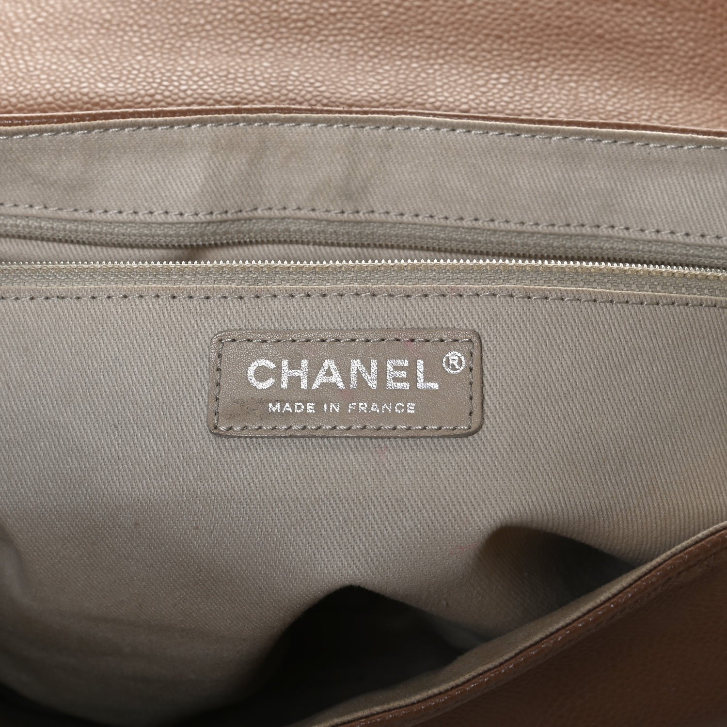 Chanel Caviar Large Half Moon Flap Dark Beige 7 of 14