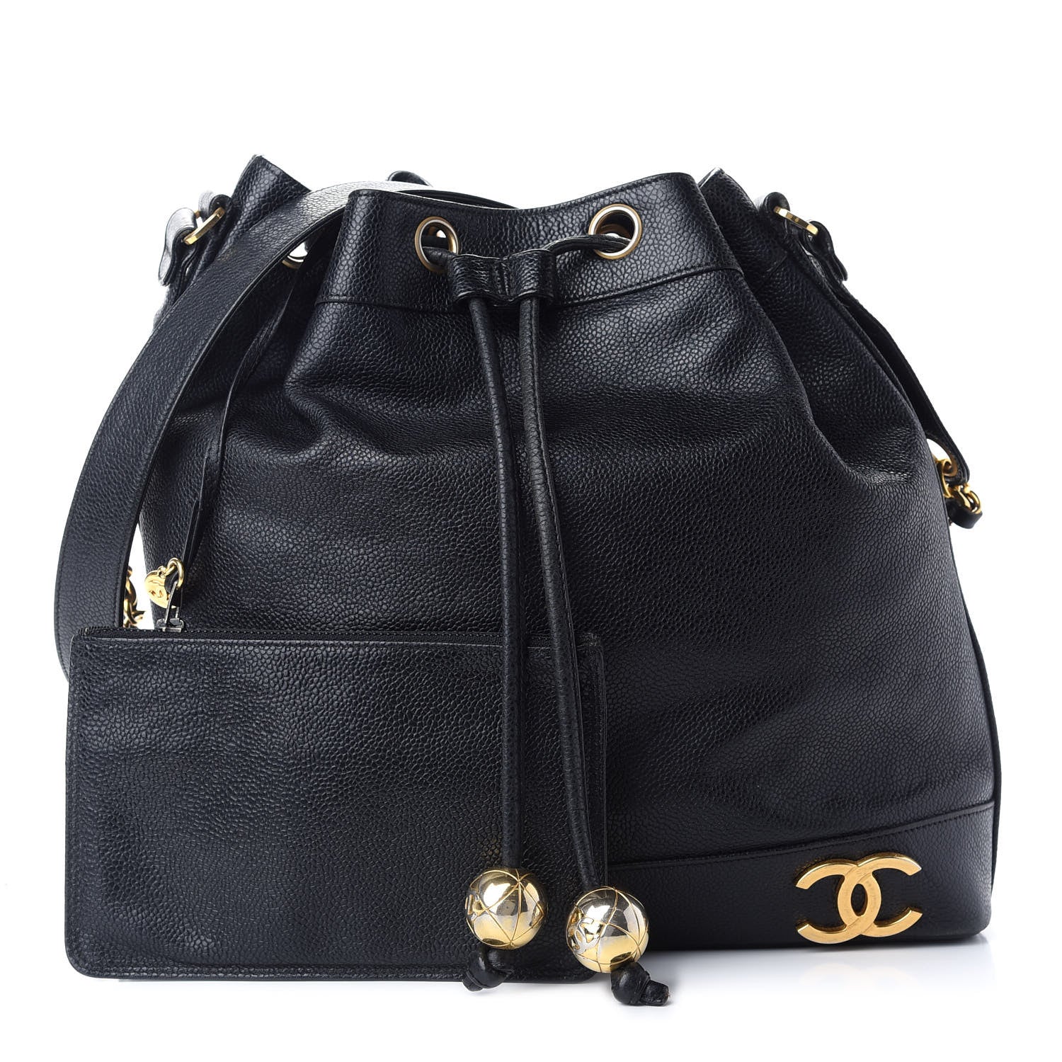 Chanel Caviar CC Drawstring Shoulder Bag Black 1 of 11