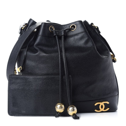Chanel Caviar CC Drawstring Shoulder Bag Black 1 of 11