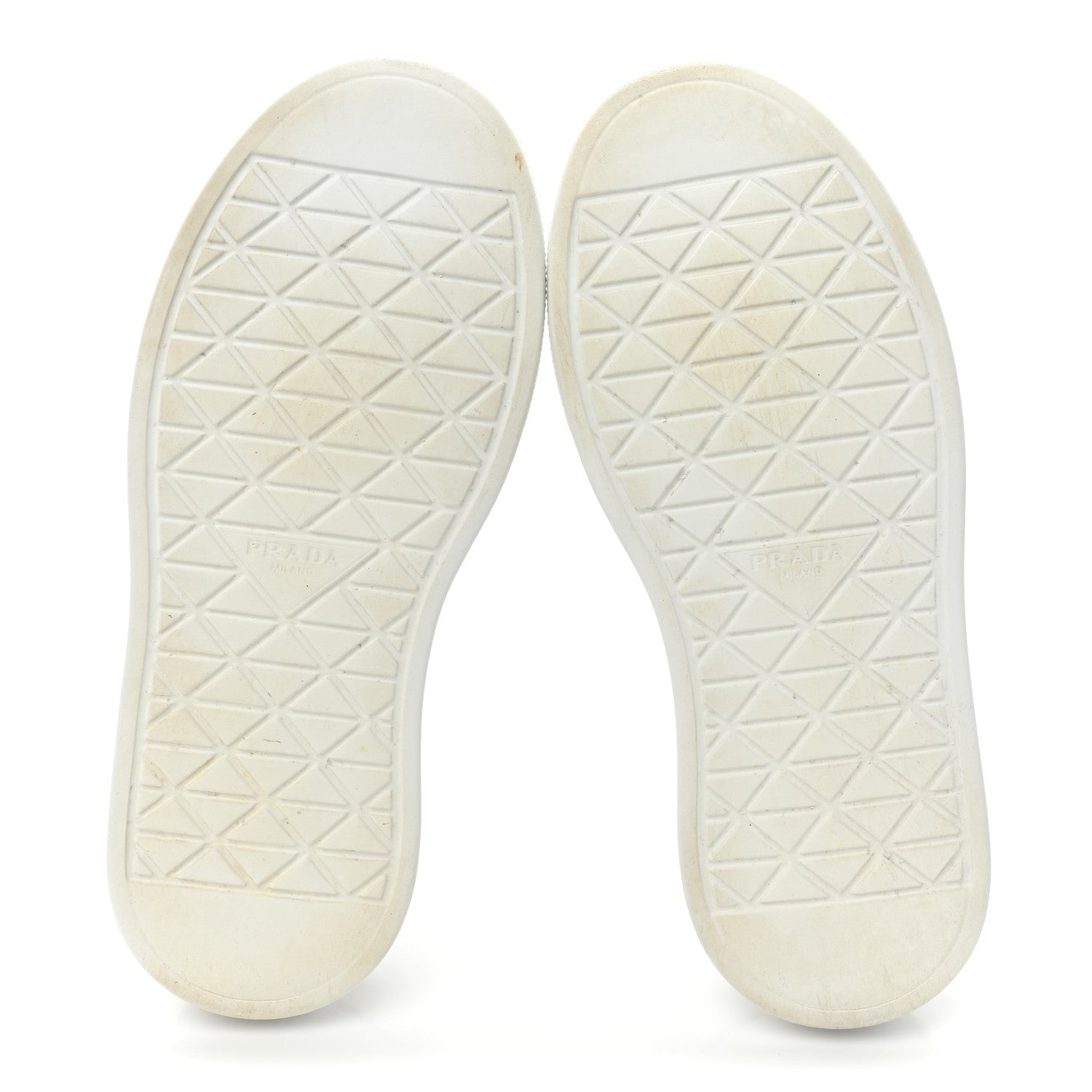 Prada Re-Nylon Spazzolato Rubber Triangle Logo Macro Quilted Mens 35mm Platform Sneakers 39 White 6 of 14