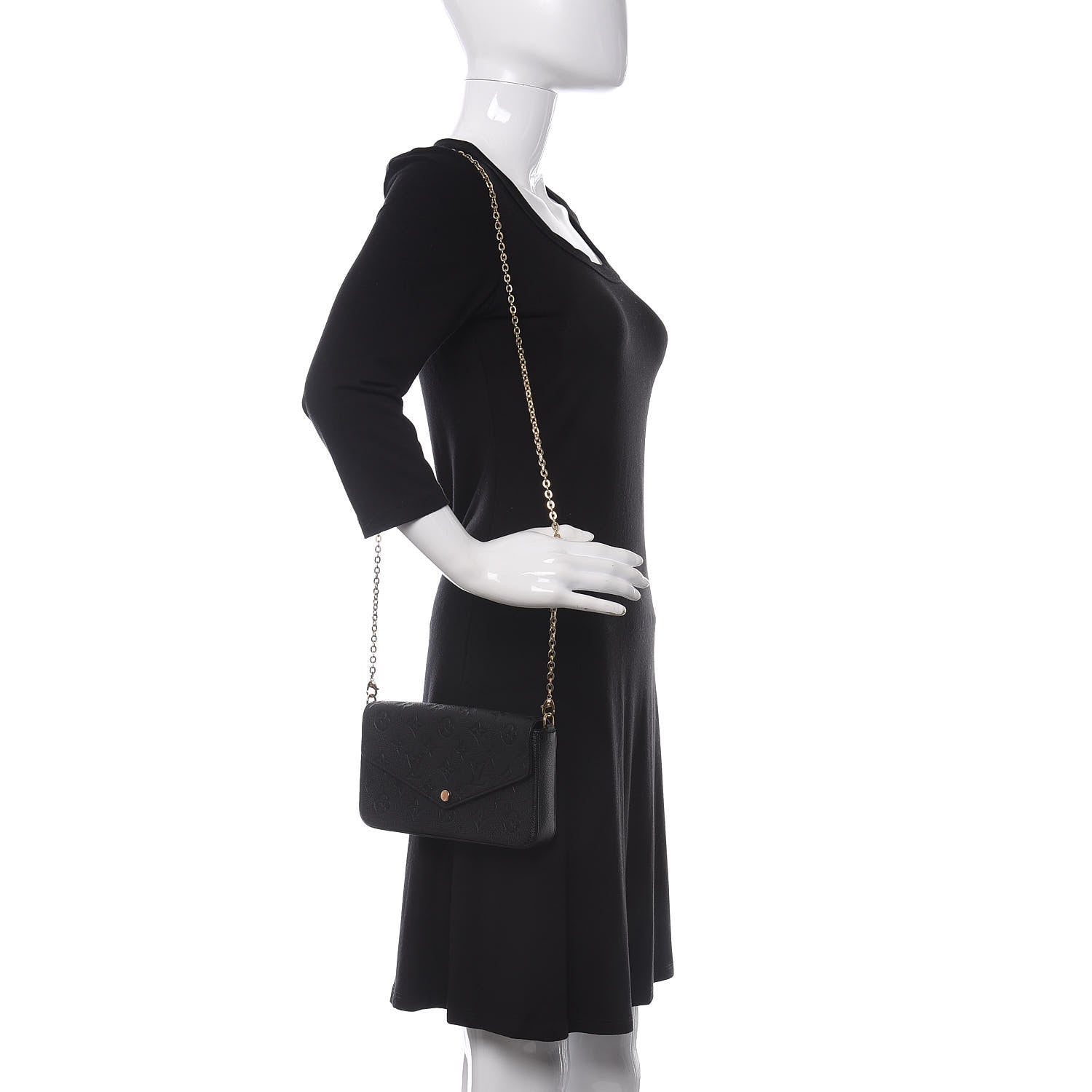 Louis Vuitton Empreinte Pochette Felicie Chain Wallet Black 2 of 9