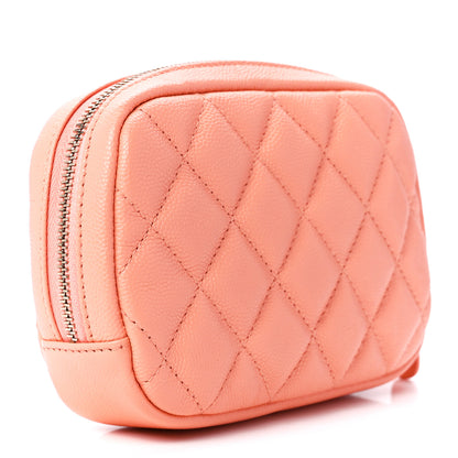Chanel Caviar Quilted Small Curvy Pouch Cosmetic Case Light Orange 3 of 11