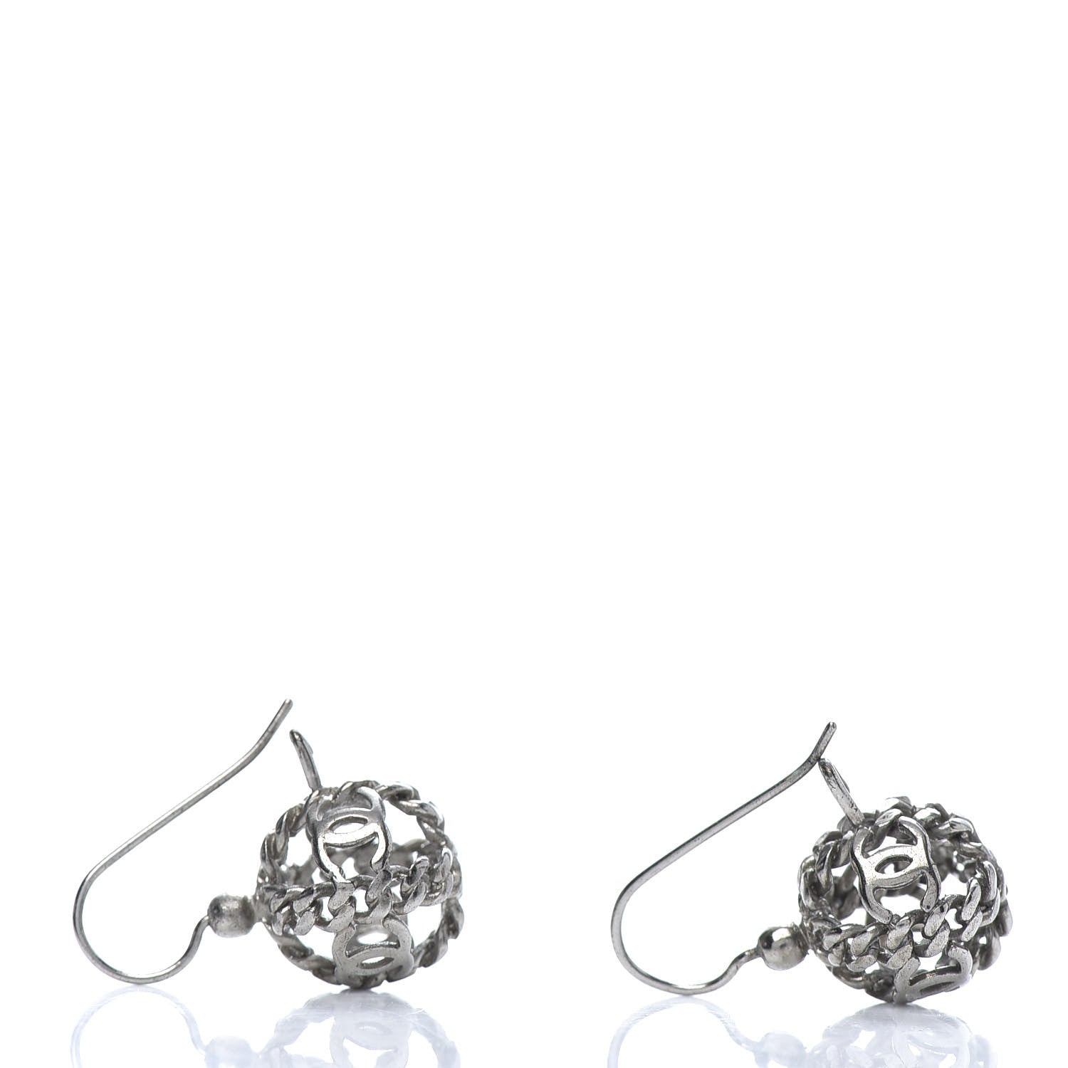 Chanel CC Round Earrings Silver 4 of 5