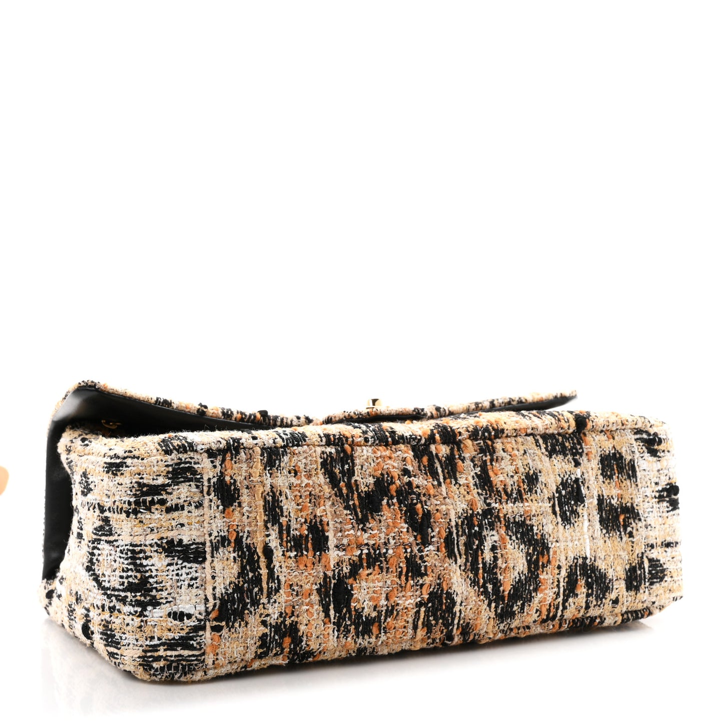 Tweed Mixed Fibers Leopard Print Small Souplissimo Maxi Flap Brown Black White
