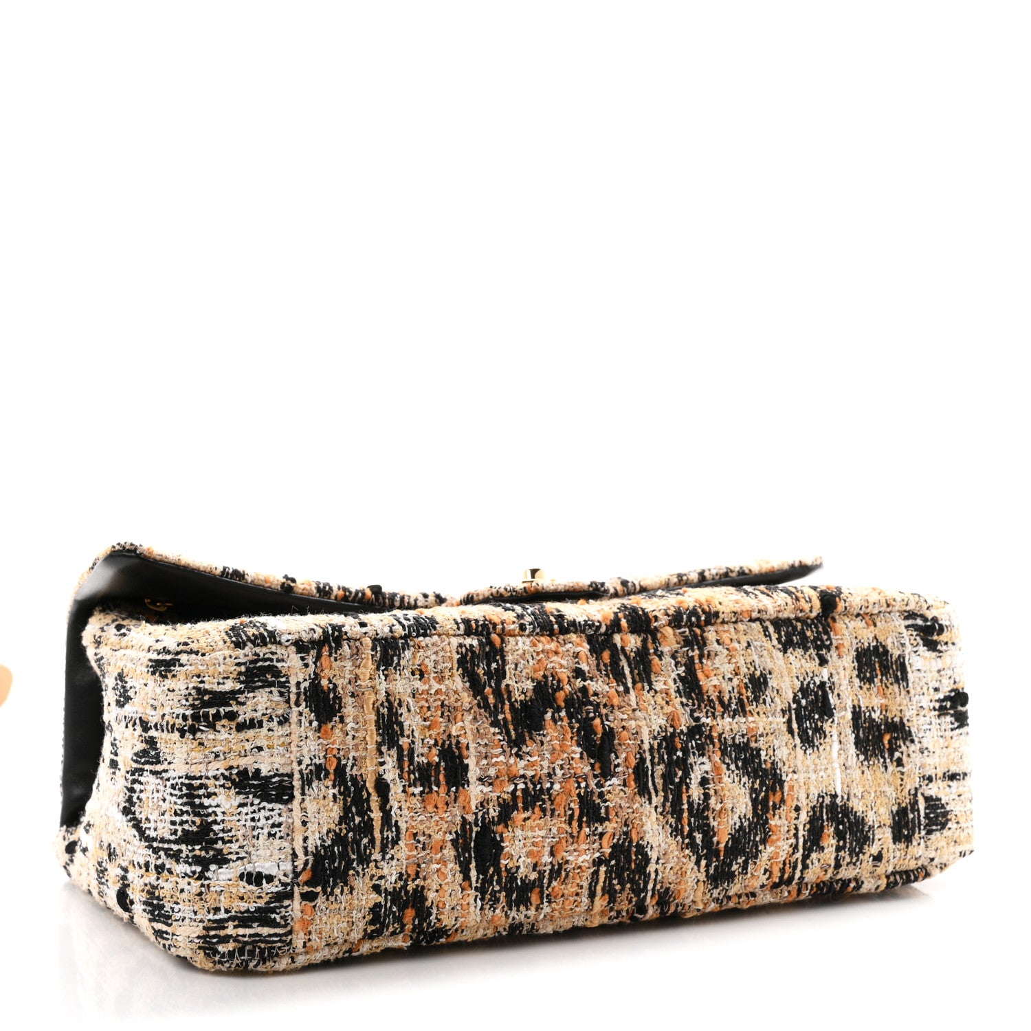 Chanel Tweed Mixed Fibers Leopard Print Small Souplissimo Maxi Flap Brown Black White 4 of 11