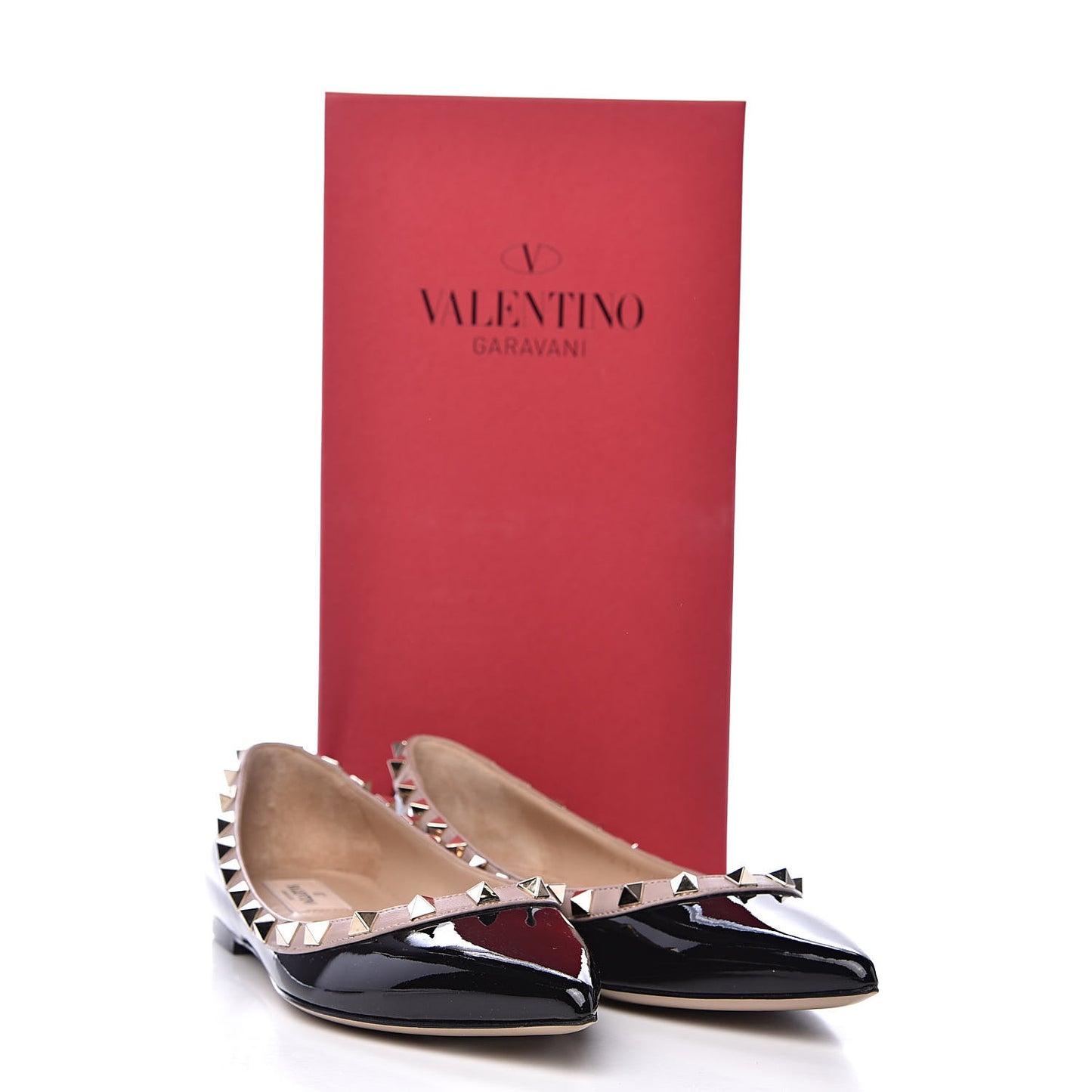 Patent Rockstud Ballerina Flats 37 Black Poudre
