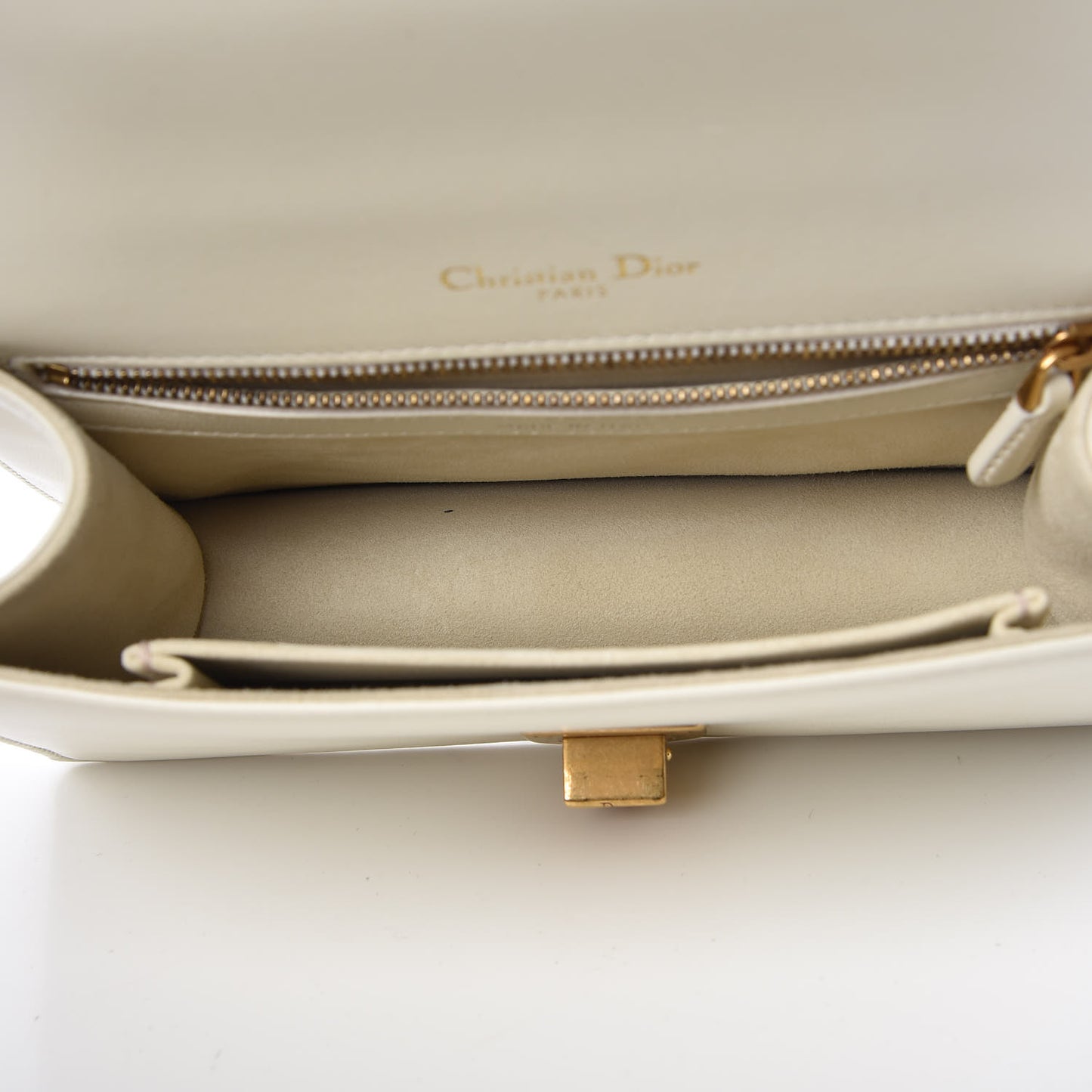 Lambskin Studded Small Diorama Flap Bag Off White