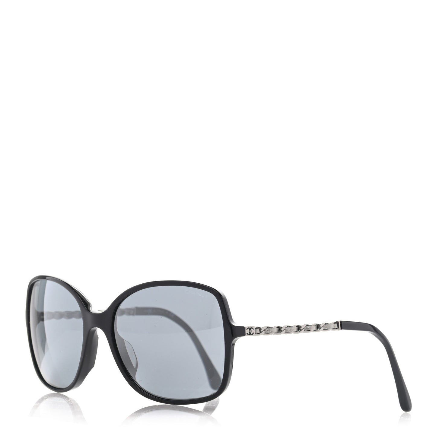 Lambskin Square Chain Sunglasses 5210-Q Black