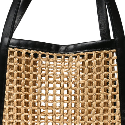 Khaite Raffia Calfskin June Cutout Palm Tote Natural Black 7 of 9