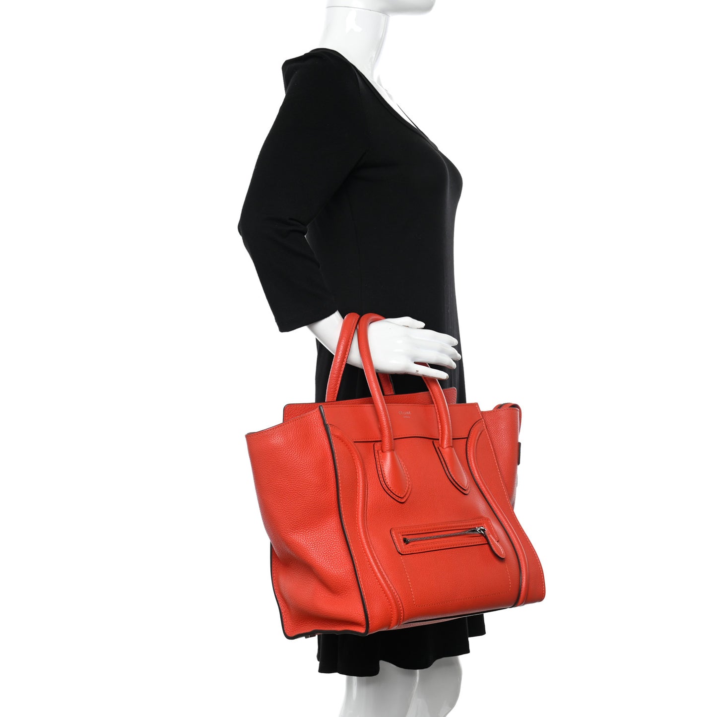 Drummed Calfskin Mini Luggage Coquelicot