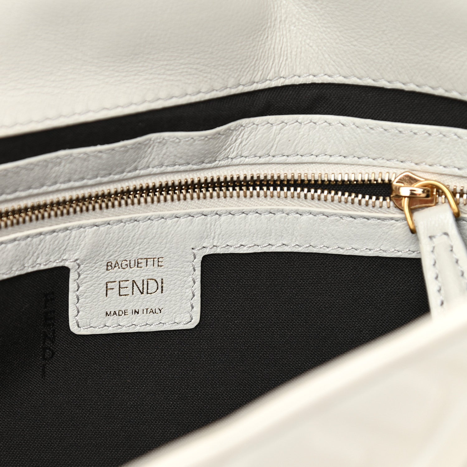 Fendi Nappa FF 1974 Embossed Baguette White 6 of 18