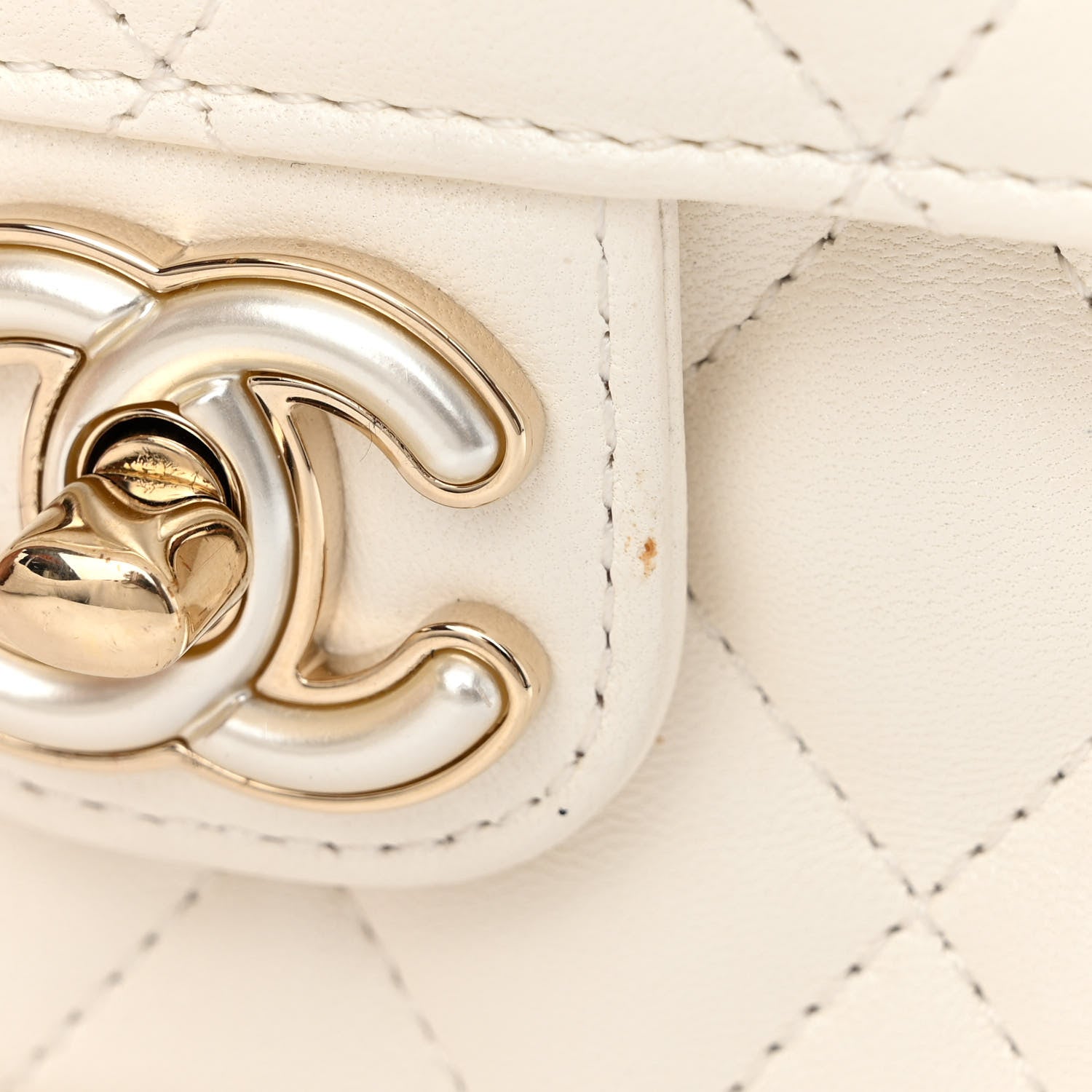Chanel Lambskin Resin Quilted Mini Heart Square Flap White 11 of 11