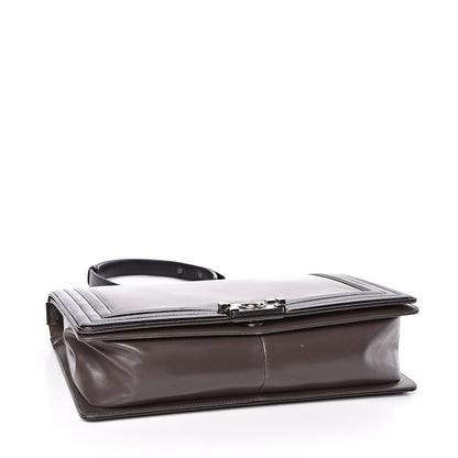 Chanel Glazed Calfskin Large Boy Flap Black Brown 4 of 11