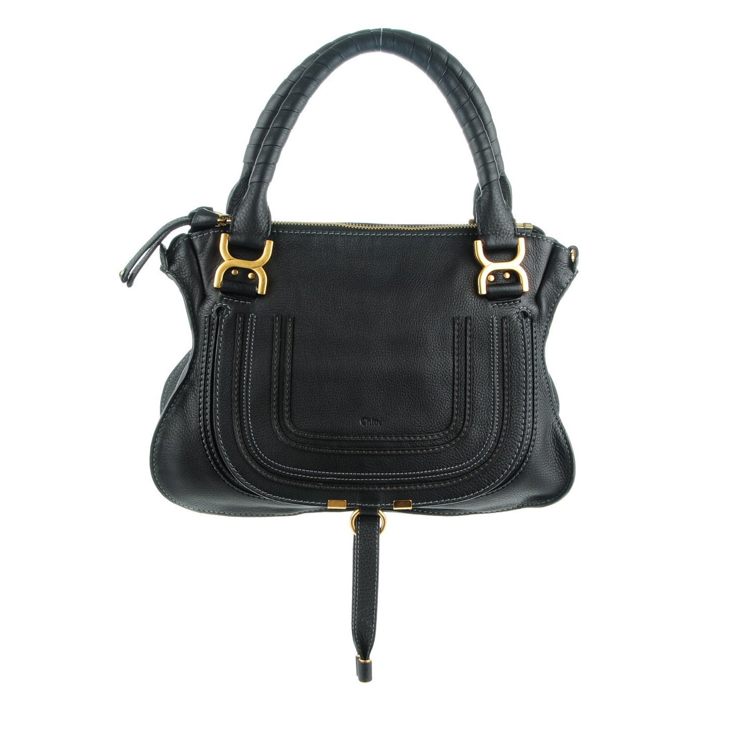 Calfskin Medium Marcie Satchel Black
