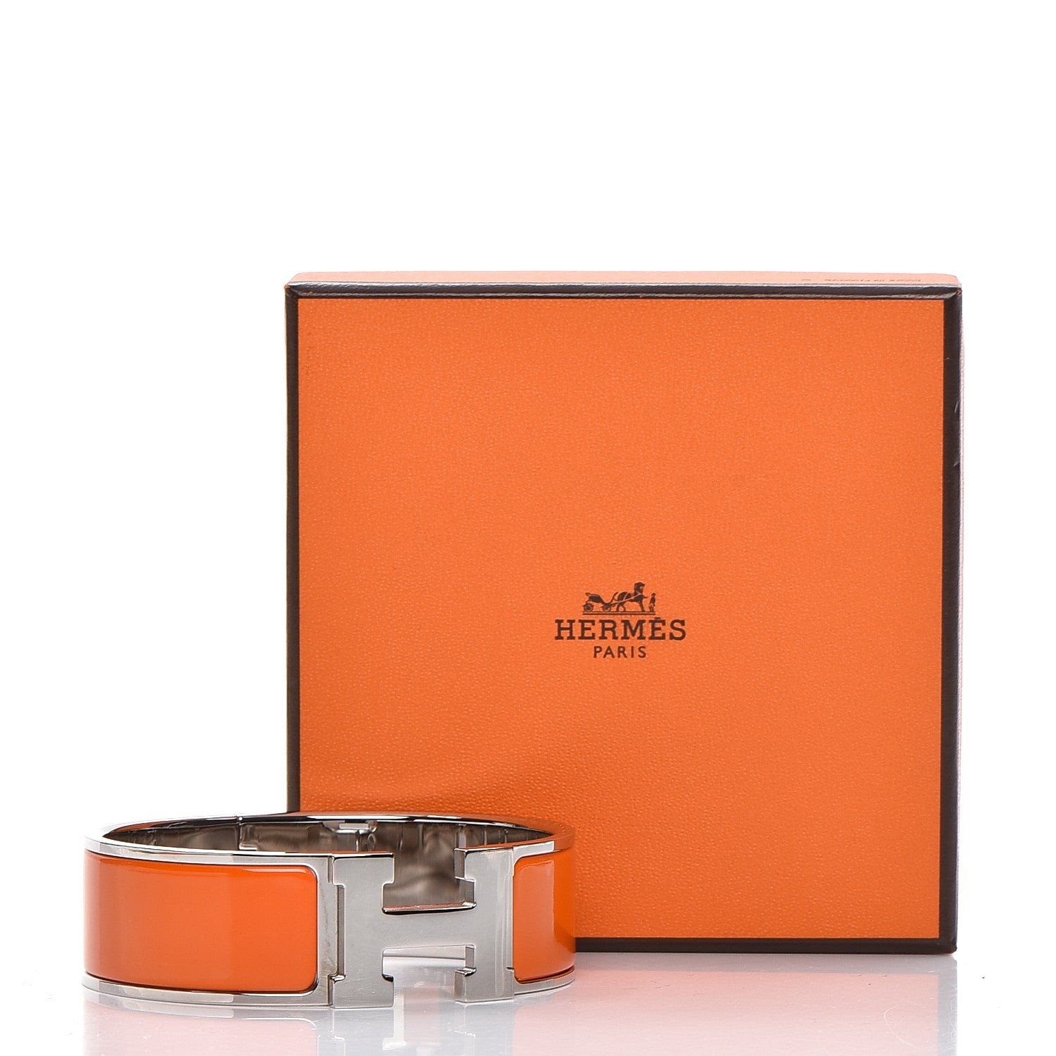 Hermes Enamel Wide Clic Clac H Bracelet GM Orange 5 of 5