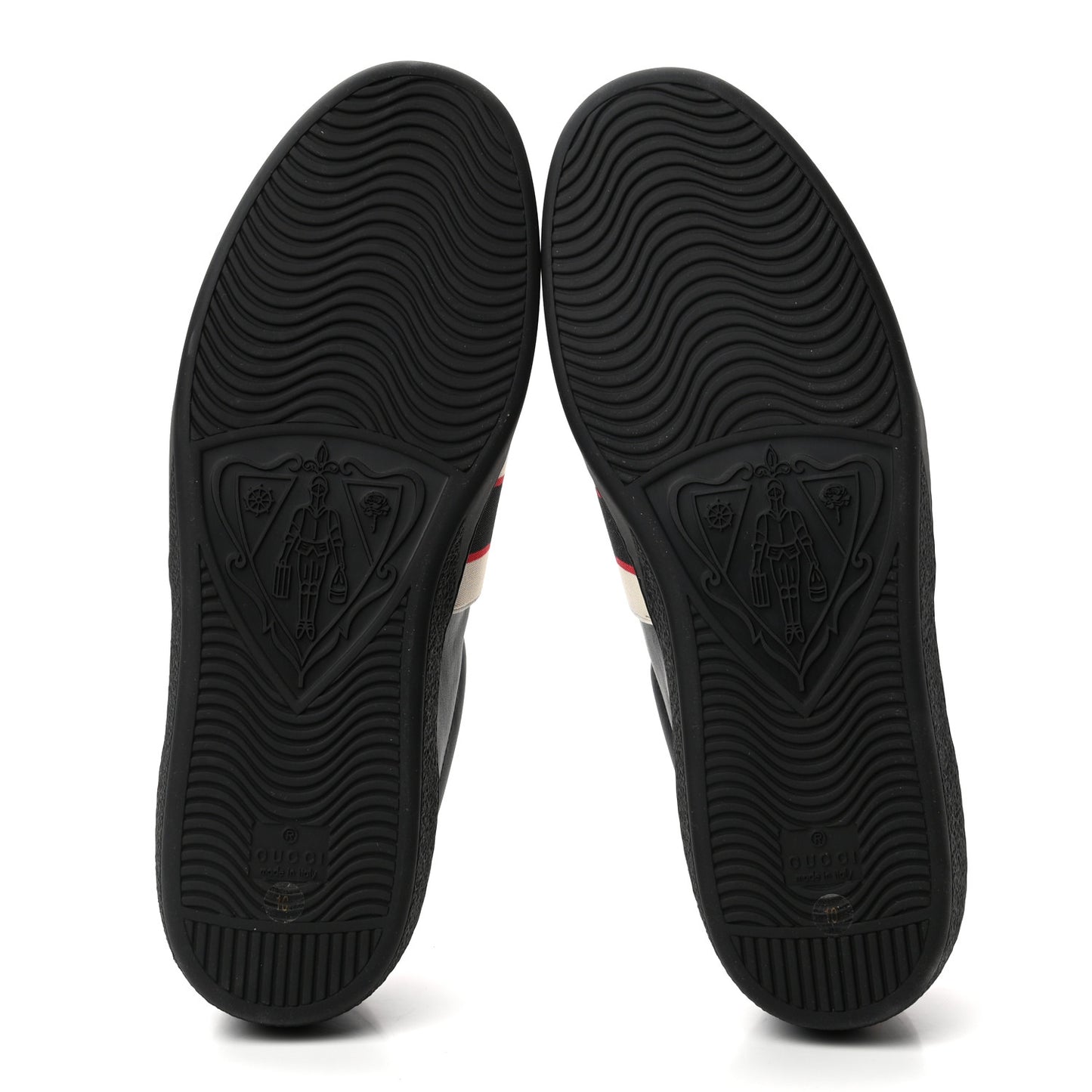 Calfskin Stripe Mens New Ace Sneakers 10 Black Ecru Red Flame