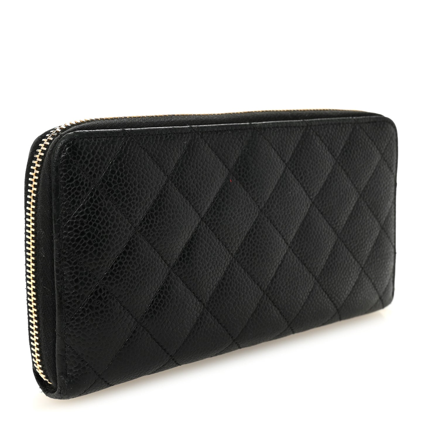 Caviar Quilted Large Gusset Zip Around Wallet Black