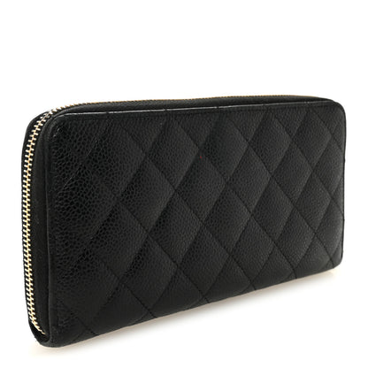Chanel Caviar Quilted Large Gusset Zip Around Wallet Black 3 of 11