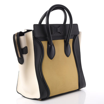 Celine Velluto Calfskin Mini Tri-Color Luggage Vanilla 3 of 7