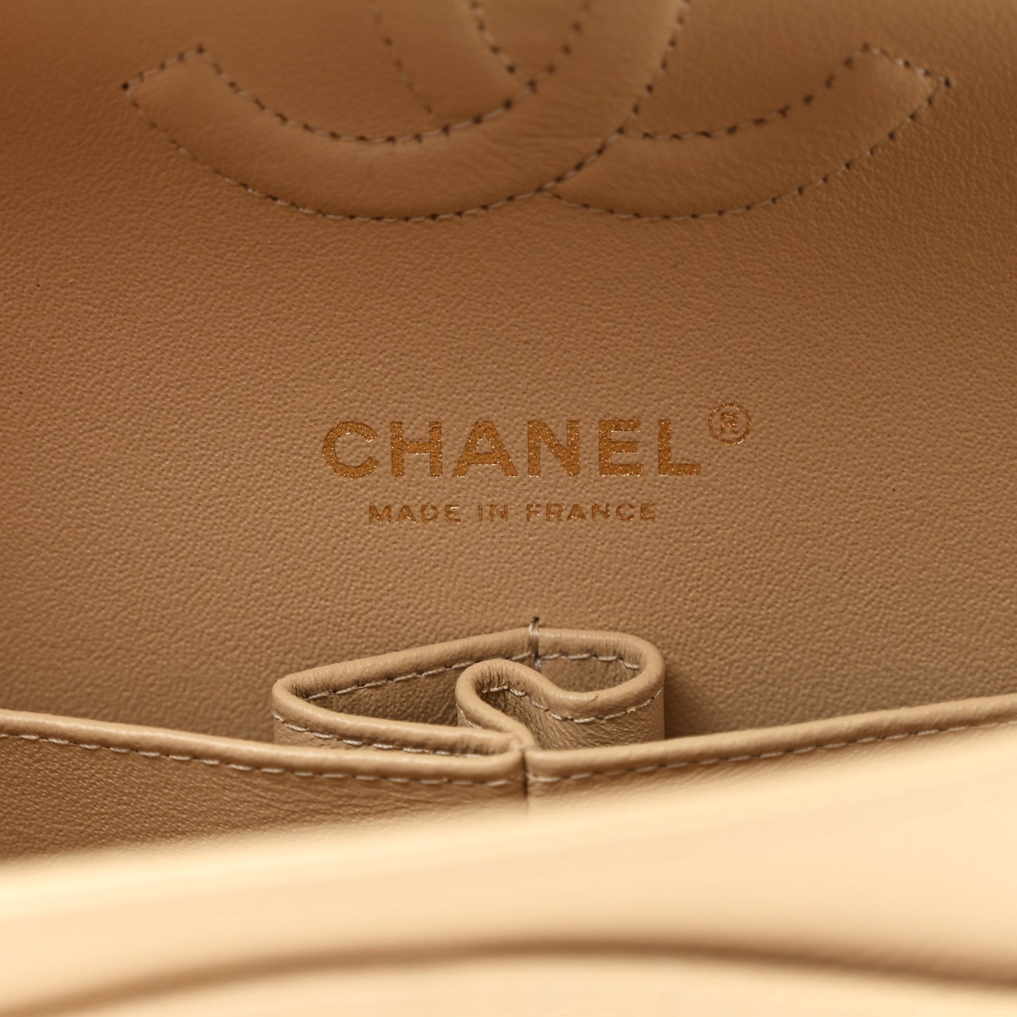 Caviar Quilted Medium Double Flap Beige