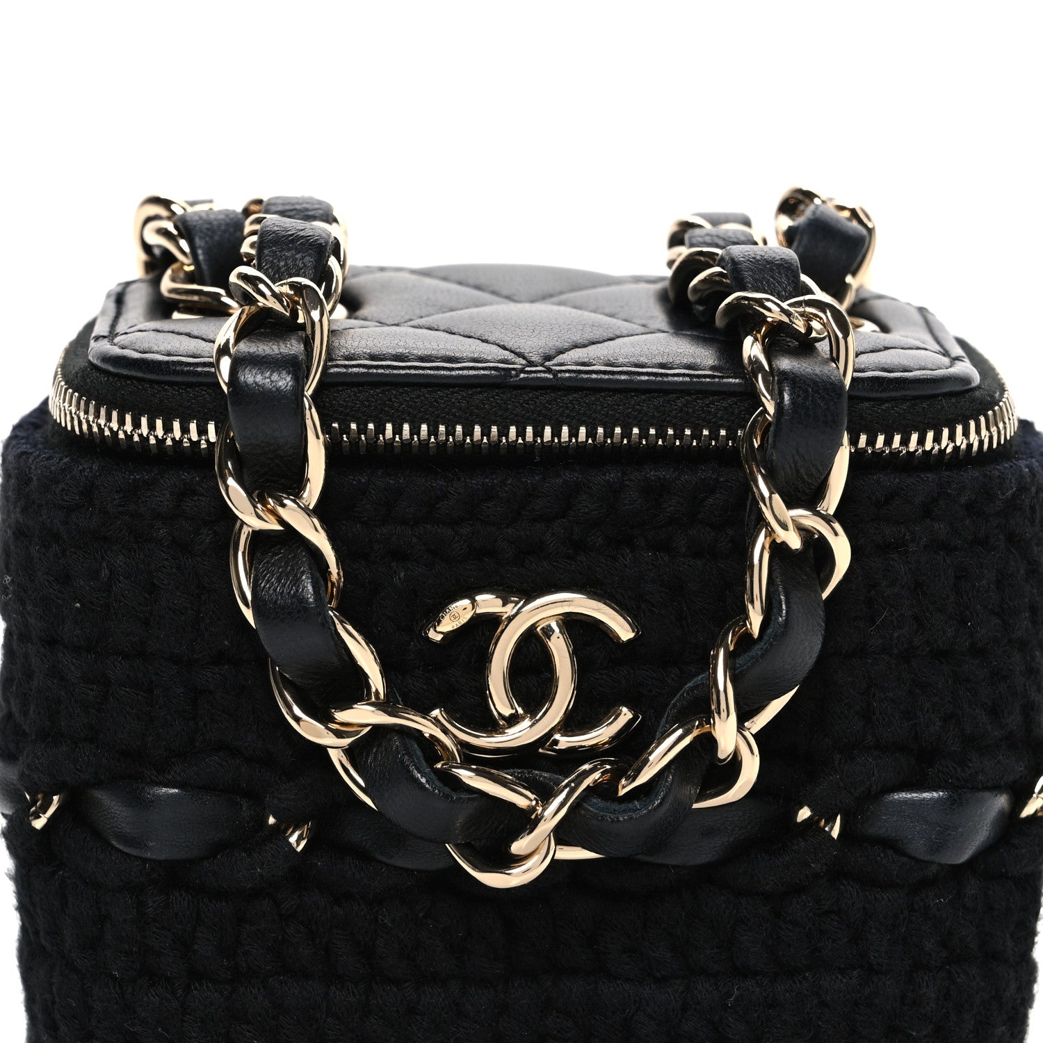 Chanel Lambskin Crochet Quilted Mini Vanity Case With Chain Black 8 of 10