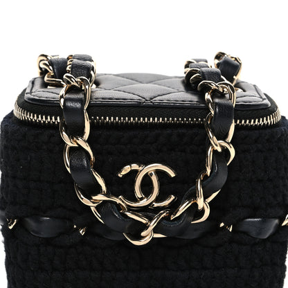 Chanel Lambskin Crochet Quilted Mini Vanity Case With Chain Black 8 of 10