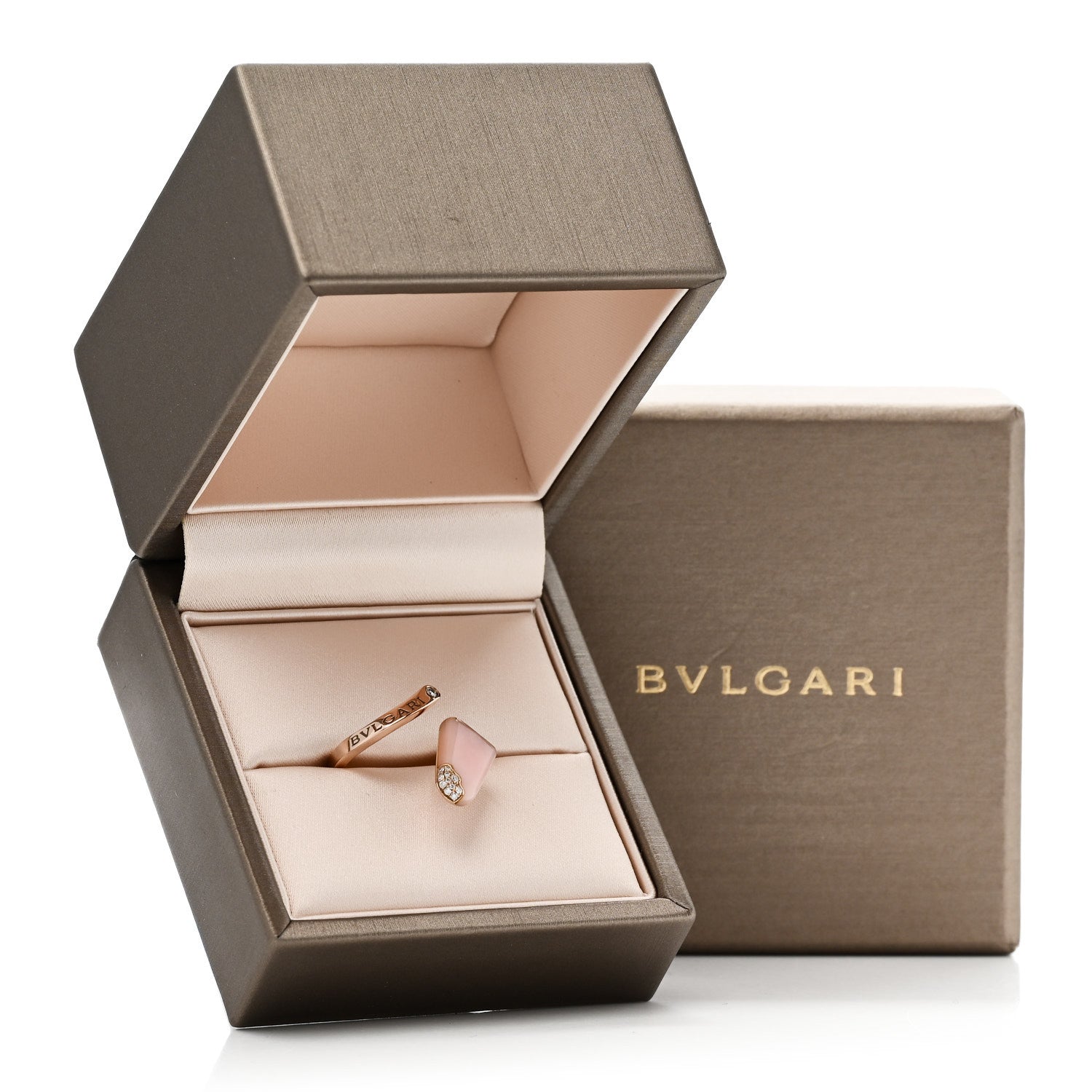 PARIS EROTICA パリエロ　 カシミヤPINKGOLD ピンクゴールド Bulgari 18K Rose Gold Diamond Pink Opal Gelati Ring 50 5.25