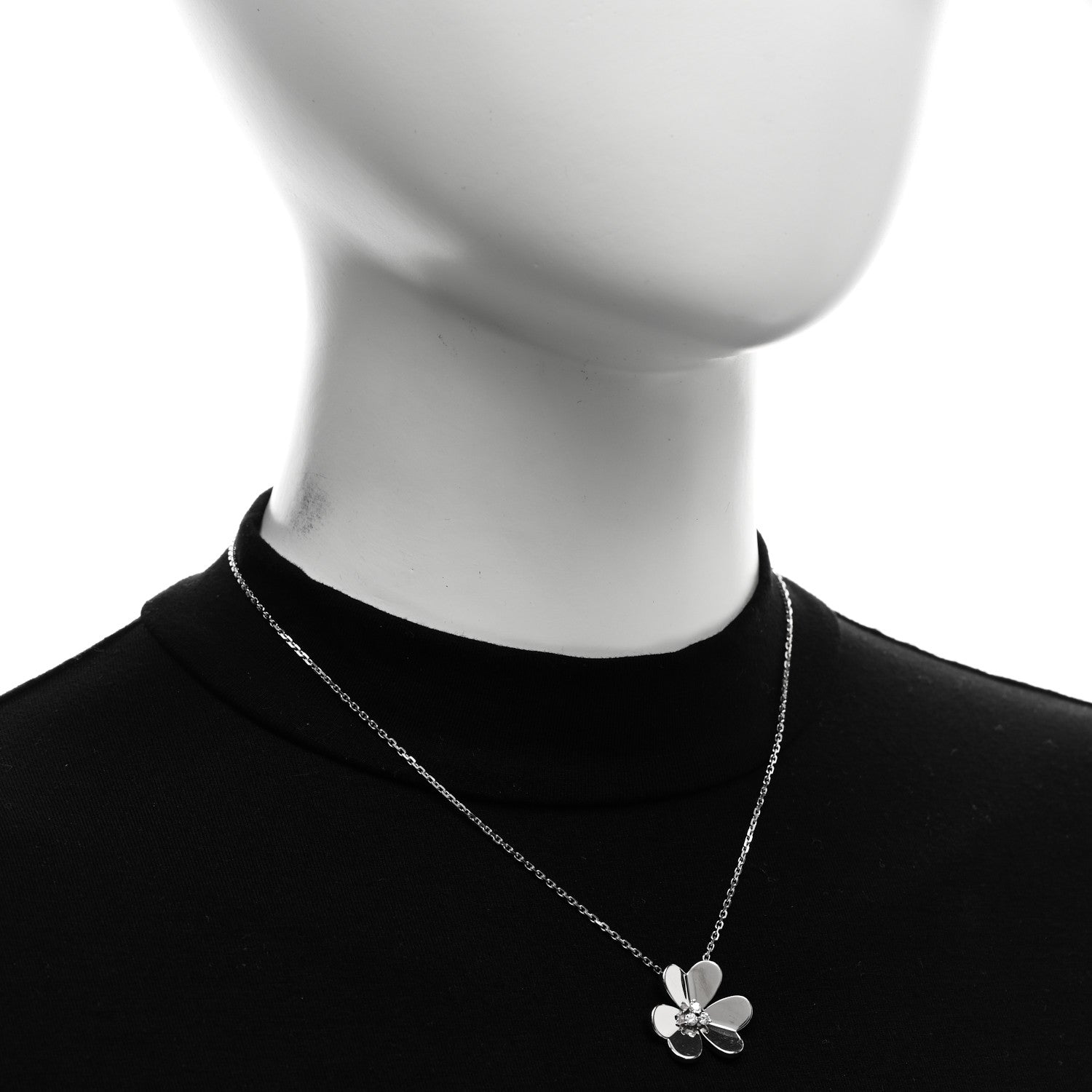 Van Cleef & Arpels 18K White Gold Diamond Large Frivole Pendant Necklace 2 of 4