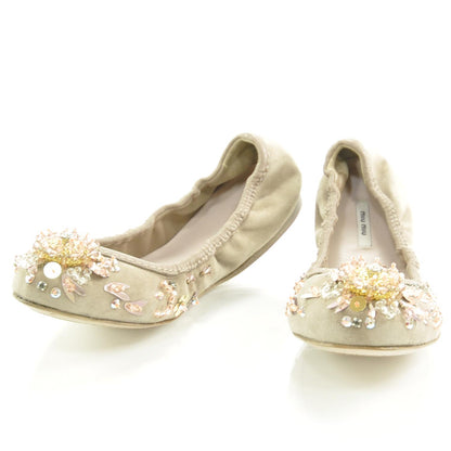 Miu Miu Suede Jeweled Ballet Flats 35 1 of 7
