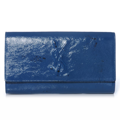 Saint Laurent Textured Patent Large Belle de Jour Clutch Cobalt Blue 1 of 7