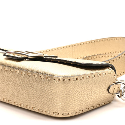 Fendi Cuoio Roma Sellerissima Nappa Sintetica Tape Stitch Baguette Platino 9 of 9