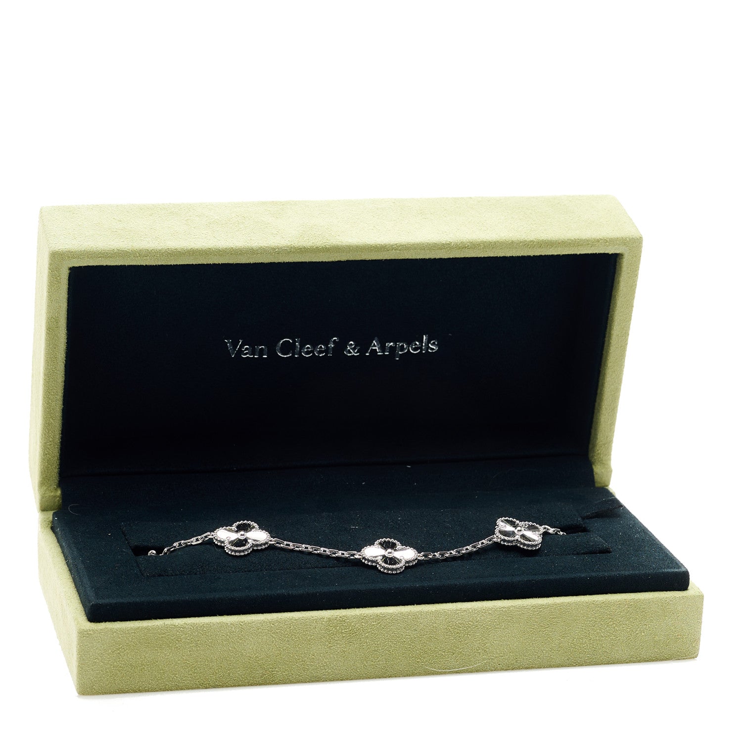 Van Cleef & Arpels 18K White Gold 5 Motifs Guilloche Vintage Alhambra Bracelet 5 of 5